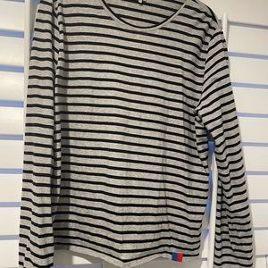 Kule Modern Long Tee Shirt Size L Grey/ Black Stripe
